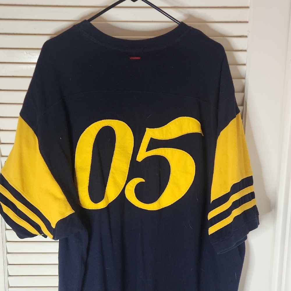 Vintage FUBU Navy and Yellow Vintage Men's Jersey - Picture 4 of 8
